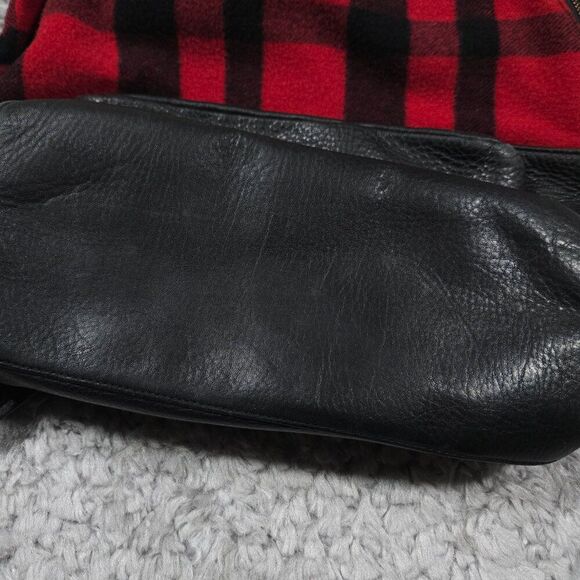 READ Mcq by Alexander Mcqueen Red Black Buffalo Plaid Wool Leather Backpack - Picture 8 of 16